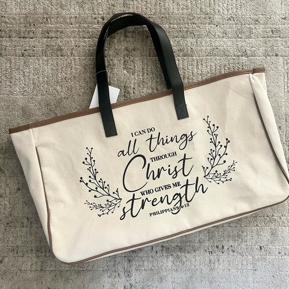 LOVE IN FAITH Natural Canvas Tote - Picture 1 of 13